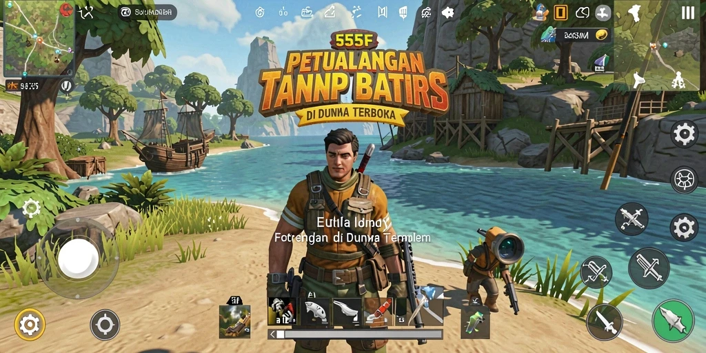 Tampilan spektakuler dari gameplay 555F di dunia terbuka.
