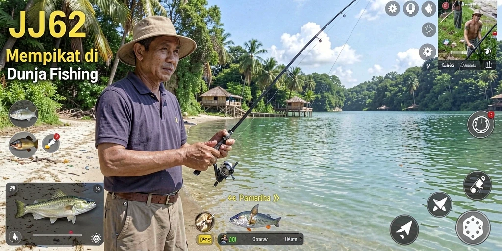 Tangkapan layar JJ62 menampilkan gameplay Fishing yang mendebarkan.