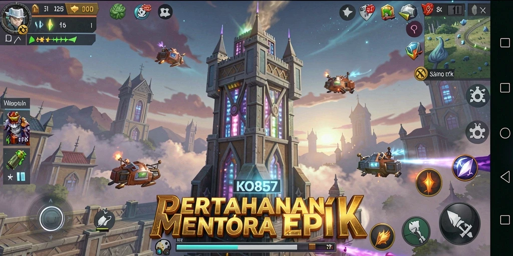 Screenshot menampilkan aksi menarik dalam game Tower Defense.