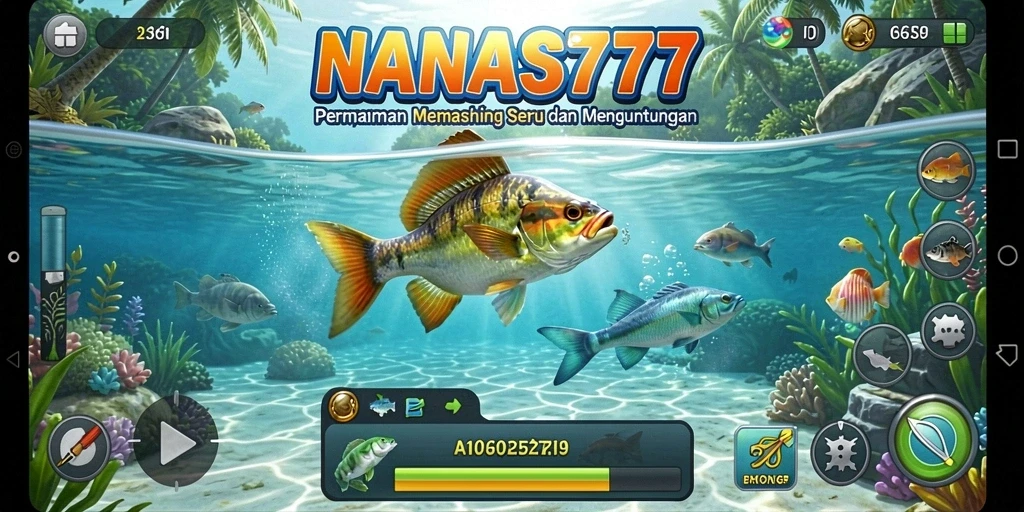 Tampilan gameplay NANAS777 dengan aksi memancing yang seru.