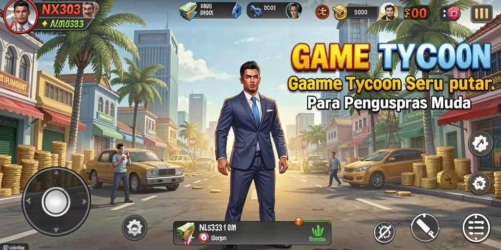 Tampilan screenshot gameplay <strong>NX303</strong> yang menunjukkan manajemen bisnis yang menarik.