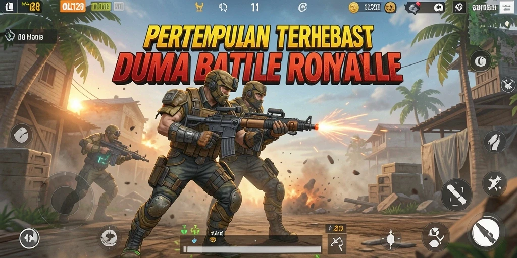 Tangkapan layar gameplay seru OLX128 dalam aksi Battle Royale.