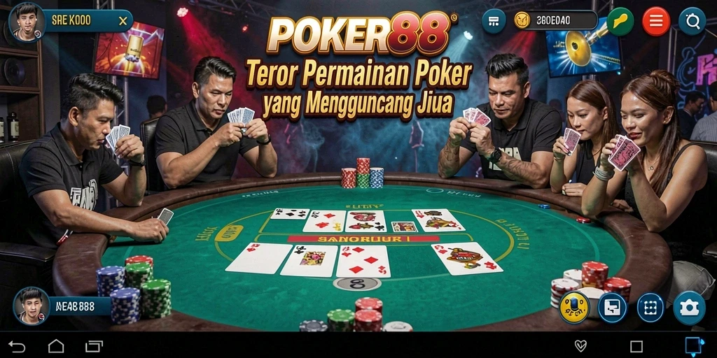 Screenshot POKER88 menampilkan momen mencekam saat bermain poker di kegelapan.