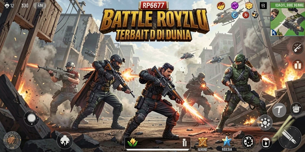 Tampilan gameplay Battle Royale yang mendebarkan di RP6677.