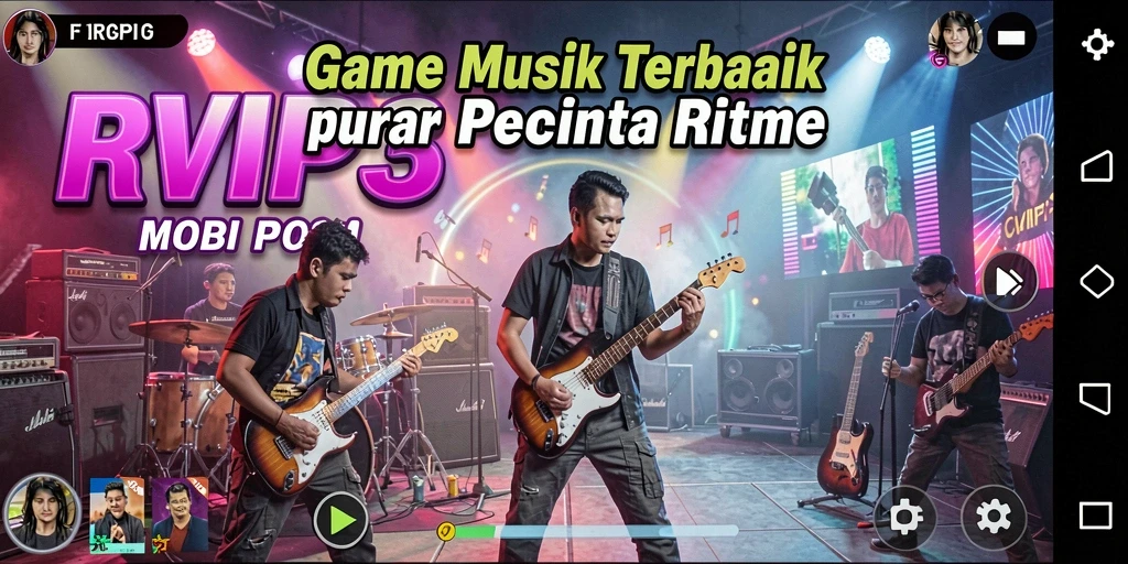 Tampilan menarik dari gameplay RVIP3 yang penuh warna dan musik.