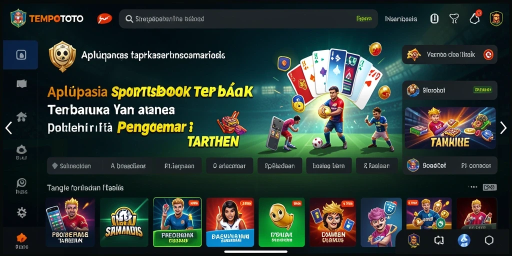 Tampilan antarmuka aplikasi TEMPOTOTO dengan fitur Sportsbook.