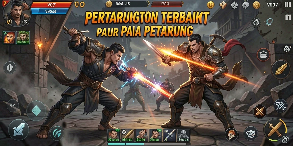 Tangkapan layar V07 yang menunjukkan aksi pertarungan yang menegangkan.
