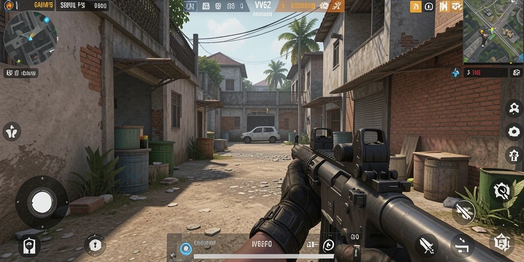 Gameplay menarik dan menegangkan dari VV62 saat bertarung di peta yang luas.
